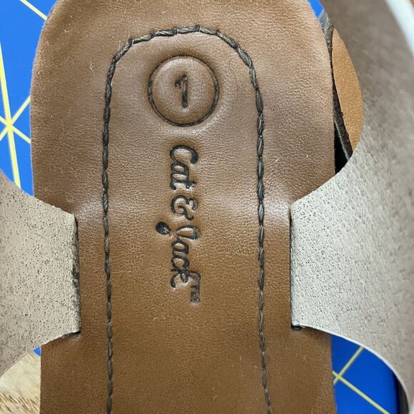 Cat & Jack Girls White - Brown Buckle-Up Sandal Size 1 - Picture 7 of 9